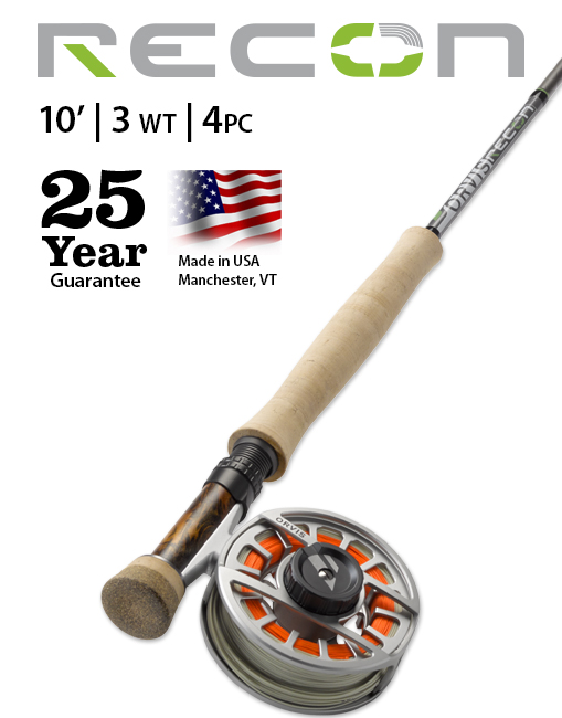 Orvis Recon 10' 3-Weight Fly Rod high performance, USA made Euro Rod